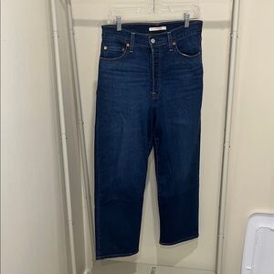 Levi's Dark Indigo Straight Jeans with Leather Patch